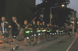 NROTC Midshipmen prepare for an early morning run